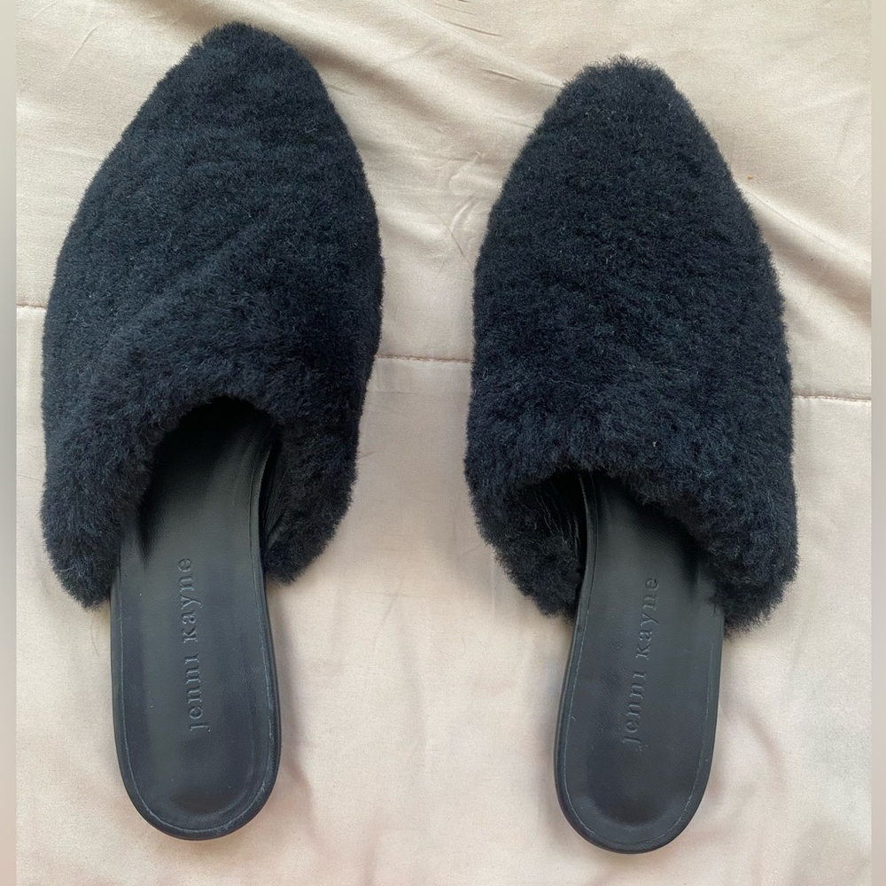Jenni Kayne Shearling Mule slide size 38 black